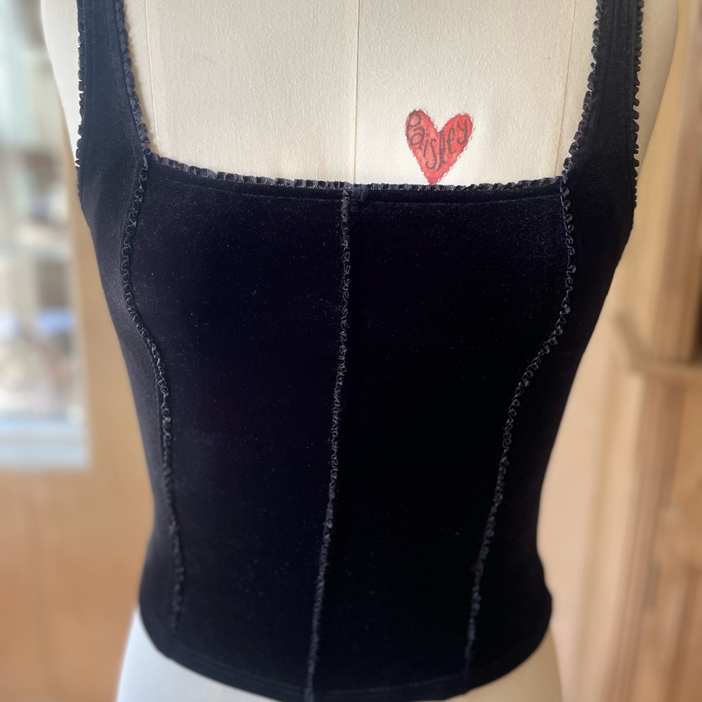 Only Hearts by Helena Stuart Black Velvet Tank Size S